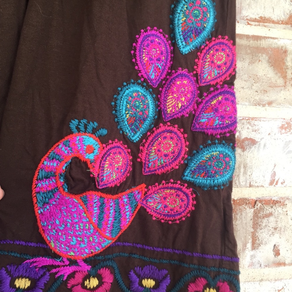 Johnny Was Embroidered Peacock Smocked Boho Dress - Picture 9 of 16